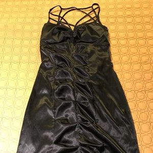 Satin black mini wedding dress